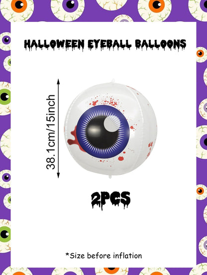 2/4pcs Halloween Horror Ghost Eye Balloons, 15 Inch 4D Aluminum Film Balloons, Suitable for Halloween Theme Party Decorations.