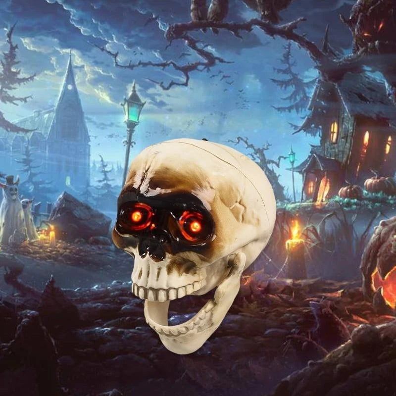 Talking Skull Ornament With Light and Sound Halloween Themed Party Accessory