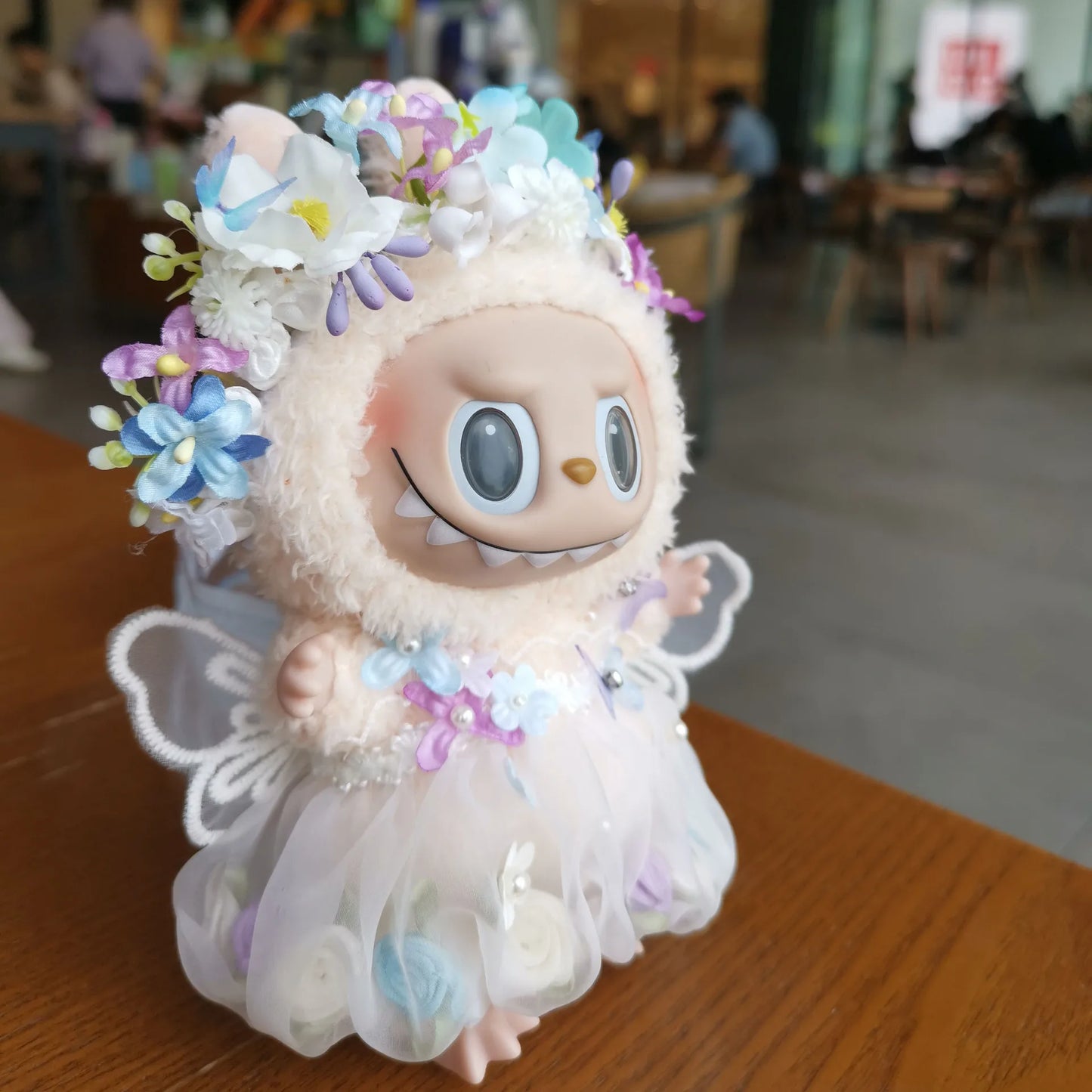 17cm Mini Doll'S Clothes Outfit Accessories for Labubu Idol Flower Fairy Skirt Handmade Hairpin National Headdress Clothing