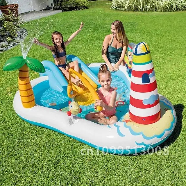 Swimming Children's Inflatable Big Pool Floats Slide Dinosaur Castle Pools Summer Play Piscina Water Toys Games Kids for Baby