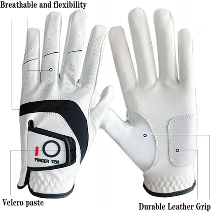 Golf Gloves Men Golfer Left Hand Right Handed Leather All Weather Grip 3 Pack
