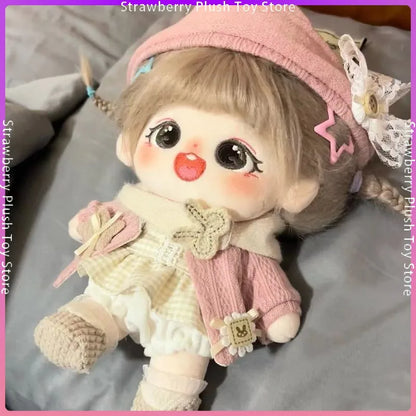 20cm Kawaii Plush Cotton Doll Anime Stuffed Idol Doll Outfit Baby Plushies Toys Star Dolls Action Figure Dress Girls Kids Gifts
