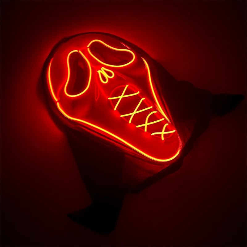 2025 Halloween Horror Mask Luminous LED Light Party Mask Adult Full Face Headgear Night Mask Glowing in Happy Halloween