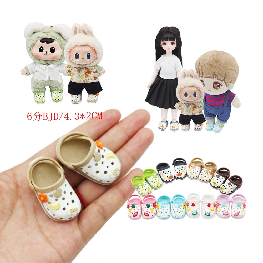 Labubu Doll Slippers Shoes (4.3*2.0cm) for Labubu Macaron  Bao-Ao Bao Ao &15cm EXO Plush Doll & 1/6 BJD Doll