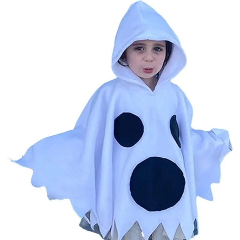 Halloween Cloak Carnival Children's Clothing With Hat Color Blocked Print Cosplay Funny Cloak