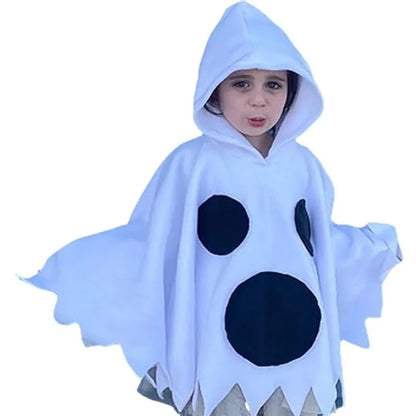 Halloween Cloak Carnival Children's Clothing With Hat Color Blocked Print Cosplay Funny Cloak