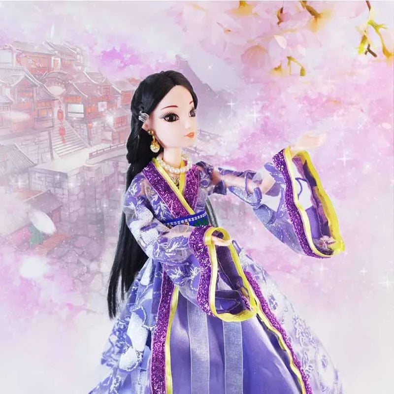 New 30cm Doll Full Set Chinese Style Costume Doll Set 1/6 Bjd Doll With Headwear Girls Play House Dress Up Toys