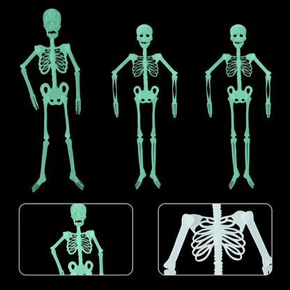 Luminous Hanging Skeleton Movable Glow Fake Skull Scary House Pendant Props Halloween Party Home Yard Outdoor Garden Decoration