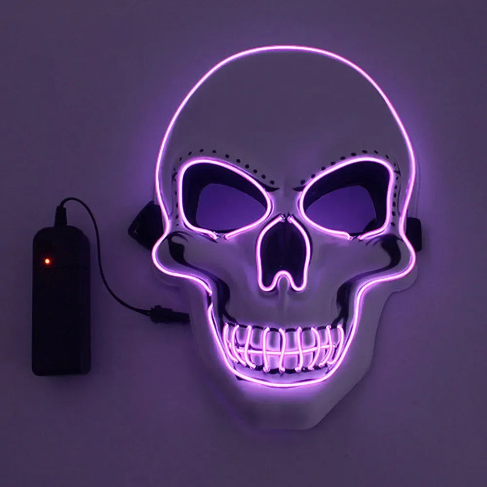 Halloween Horror Skull Mask - LED Cold Light Luminous, Cosplay Prop, Party Decoration, Spooky Glowing Skull Masks for Halloween