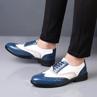 Luxury Designer Patent Leather Shoes Men Pointed White Black Mixed Oxfords Wedding Dress Formal Footwear Zapatos Hombre