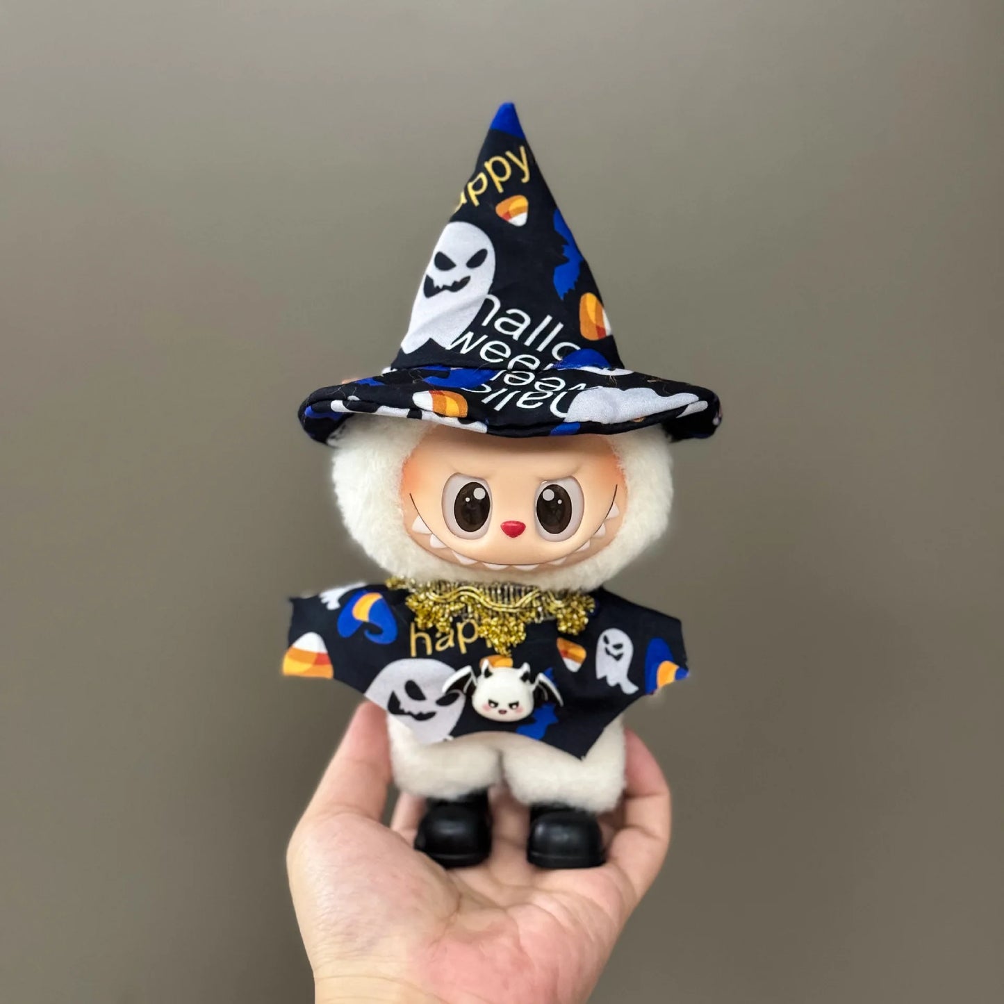 17cm Labubu Outfit Halloween Sets Carnival Party Cloak Pumpkin Costume Clothes for Labubu No Shoes