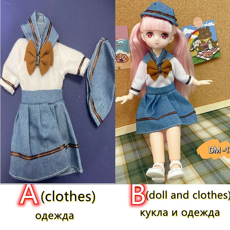 Fashion 30cm BJD Doll Anime Face Two-Dimensional Princess Doll (B) or Dress Up Clothes (A) Accessories Kids Girls Doll Toy Gift
