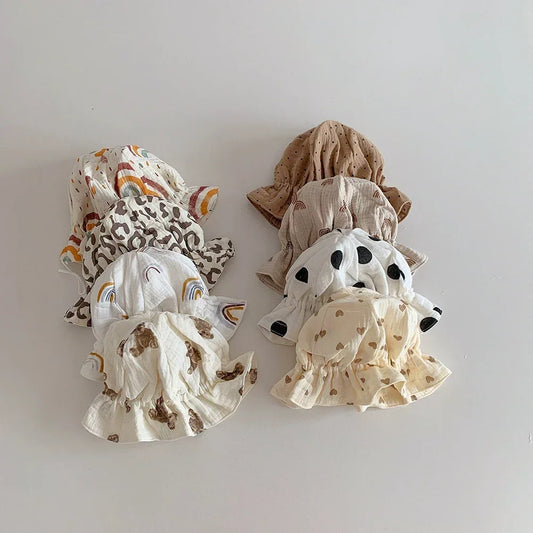 Korea Style Baby Hat Summer Newborn Baby Bucket Hat Kids Sun Hats Kids Cap Children Panama Cap Outdoor Travel Beach Cap 1PC