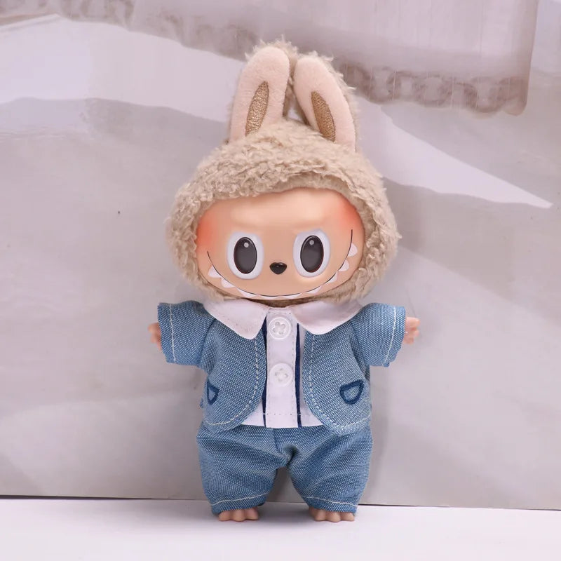 17cm Cute Mini Plush Doll'S Clothes Outfit Accessories for Korea Kpop Exo Labubu Idol Dolls Sweater Hoodie Clothing DIY Kid Gift