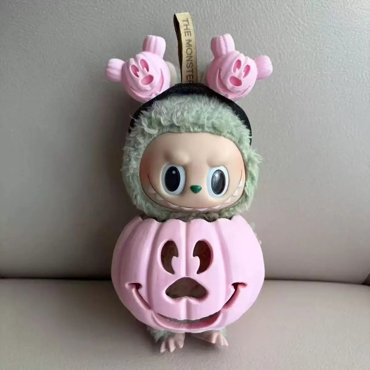 Kawaii 15cm Labubu Doll Clothes – Halloween Pumpkin Dress With Adorable Hand-Carved Headband Cosplay Outfit Gift Accessories