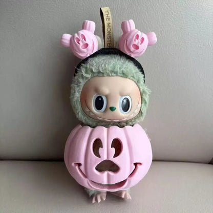Kawaii 15cm Labubu Doll Clothes – Halloween Pumpkin Dress With Adorable Hand-Carved Headband Cosplay Outfit Gift Accessories