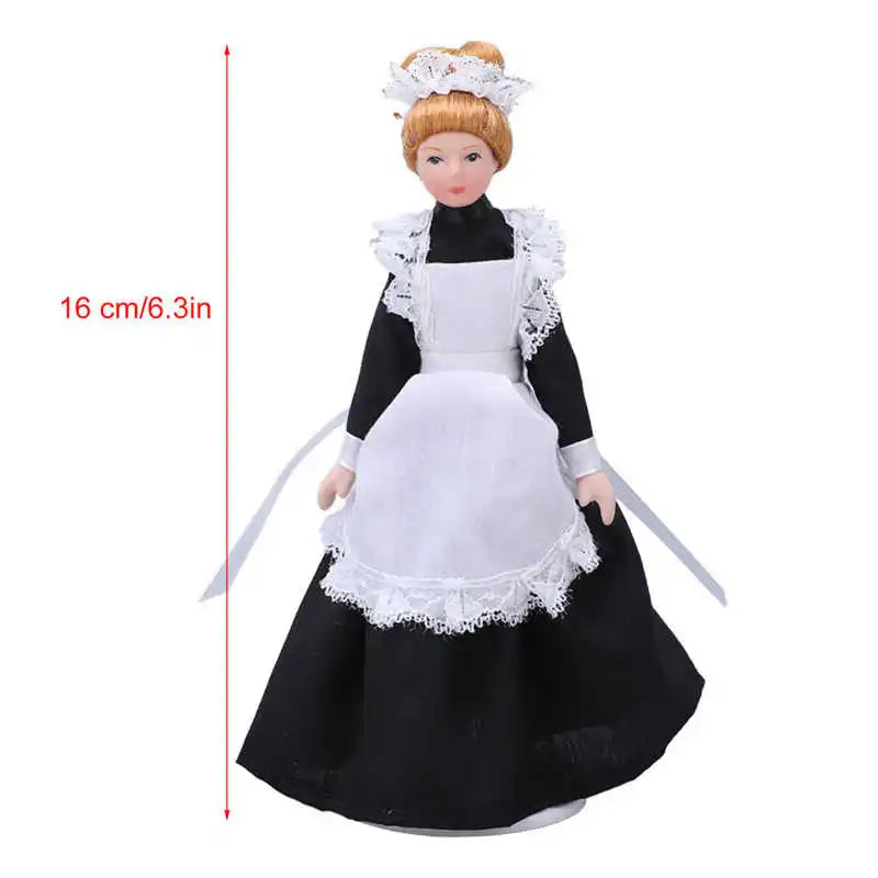 Doll House Servant 1:12 Doll House Miniature Turnable Ceramic Victorian Servant Toy Decoration With Stand