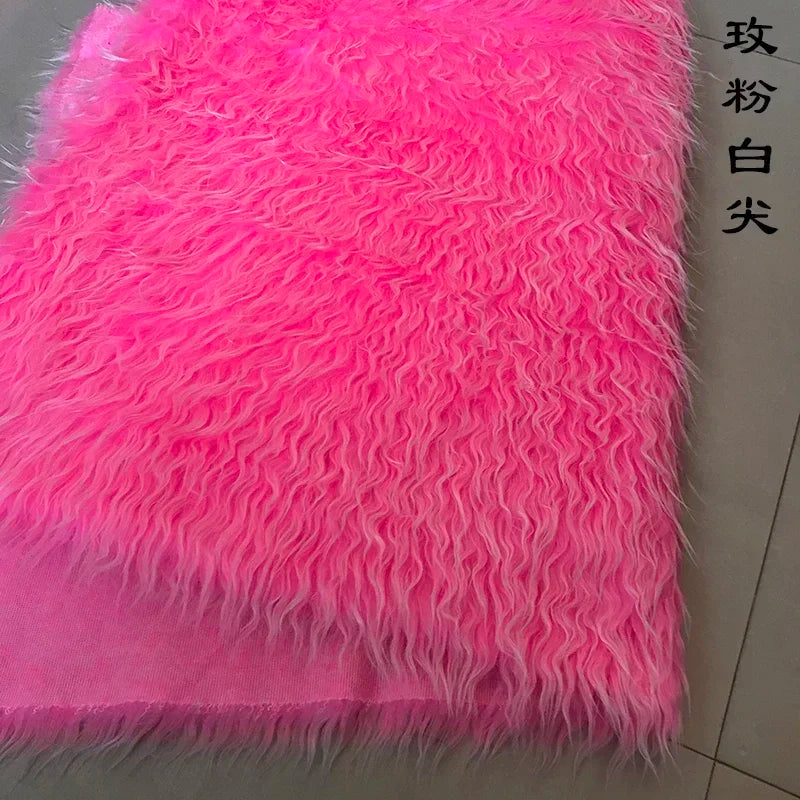 Long Hair Plush Fabric Faux Fur by the Meter for Upholstery Toys Props Decorative Cloth Diy Sewing Soft Comfortable Purple Brown