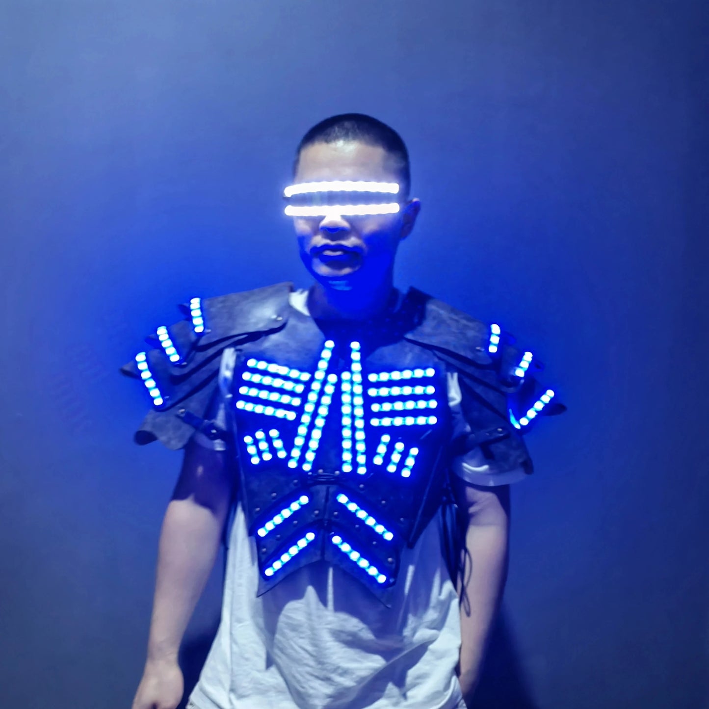Halloween Costumes for Men Traje Led Luminous LED Armor Viking Cosplay Nightclub Performance Wear Dance Rave Outfits