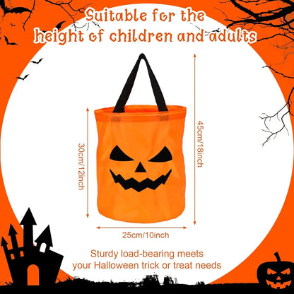 LED Halloween Candy Bucket Glow in the Dark Trick or Treat Bag With Handle Reusable Party Favor Pail for Kids Adults