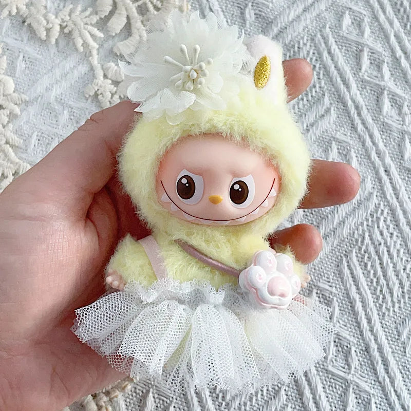 Mini Labubu Clothes Ballet Dress Wiht Handband for 10.5cm Labubu V4 Doll Clothes Outfit Accessories Ropa Labubu