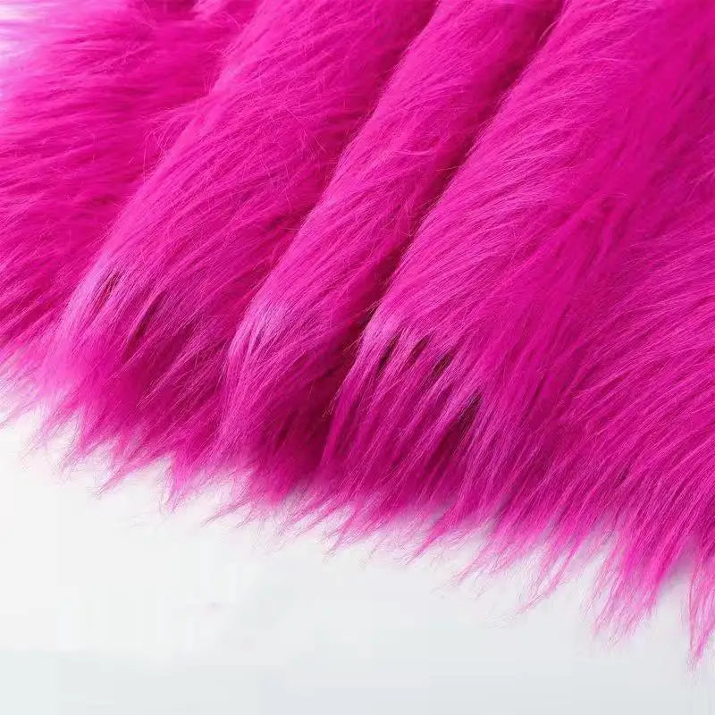 5x180cm Long Faux Fur Plush Silk Fabric Handmade DIY Doll Garment Toy Beard Hair Immitation Fox Fur Plush Ribbon Fabric
