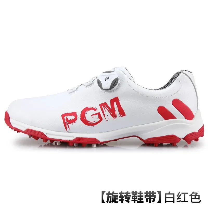 PGM Golf Men's Shoe Rotating Lace Waterproof, Breathable, Non Slip Sports Shoe