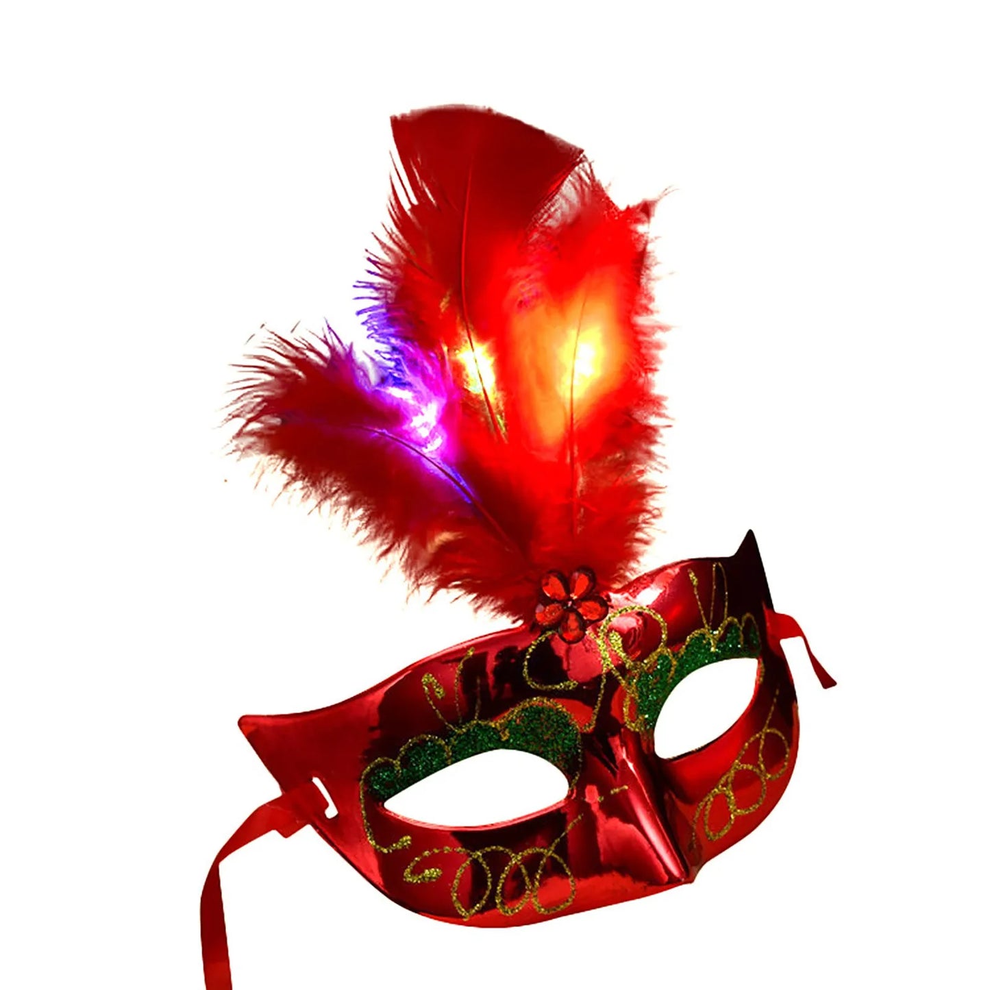 Feather LED Glowing Masks Venice Carnival Halloween Christmas Light Up Masks Masquerade Birthday Wedding Party Cosplay Costume