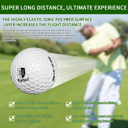 Caiton - Ultra-Long Distance Golf Ball, Double Core, Aerodynamic Design, Flight Increased by 40 Yards +, 12/6/3pcs（opt）