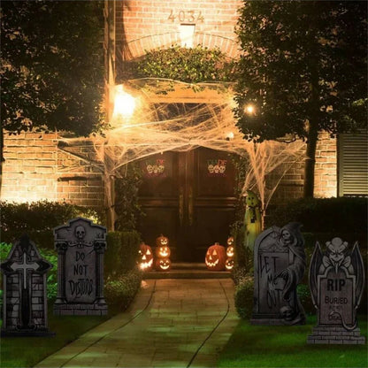 6pcs Halloween Tombstone Yard Signs With Stakes Scary Silhouette Halloween Decorations for Outdoor Yard Garden Halloween Decor
