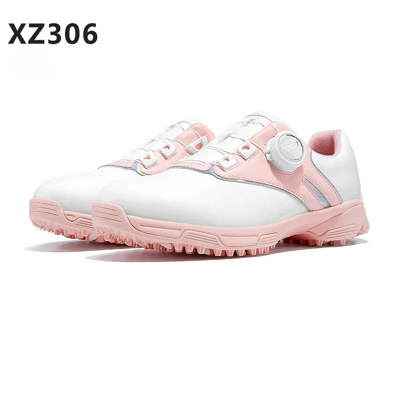 PGM Children Golf Shoes for Girls With Knob Laces Waterproof and Anti Slip Sports Sneakers XZ306