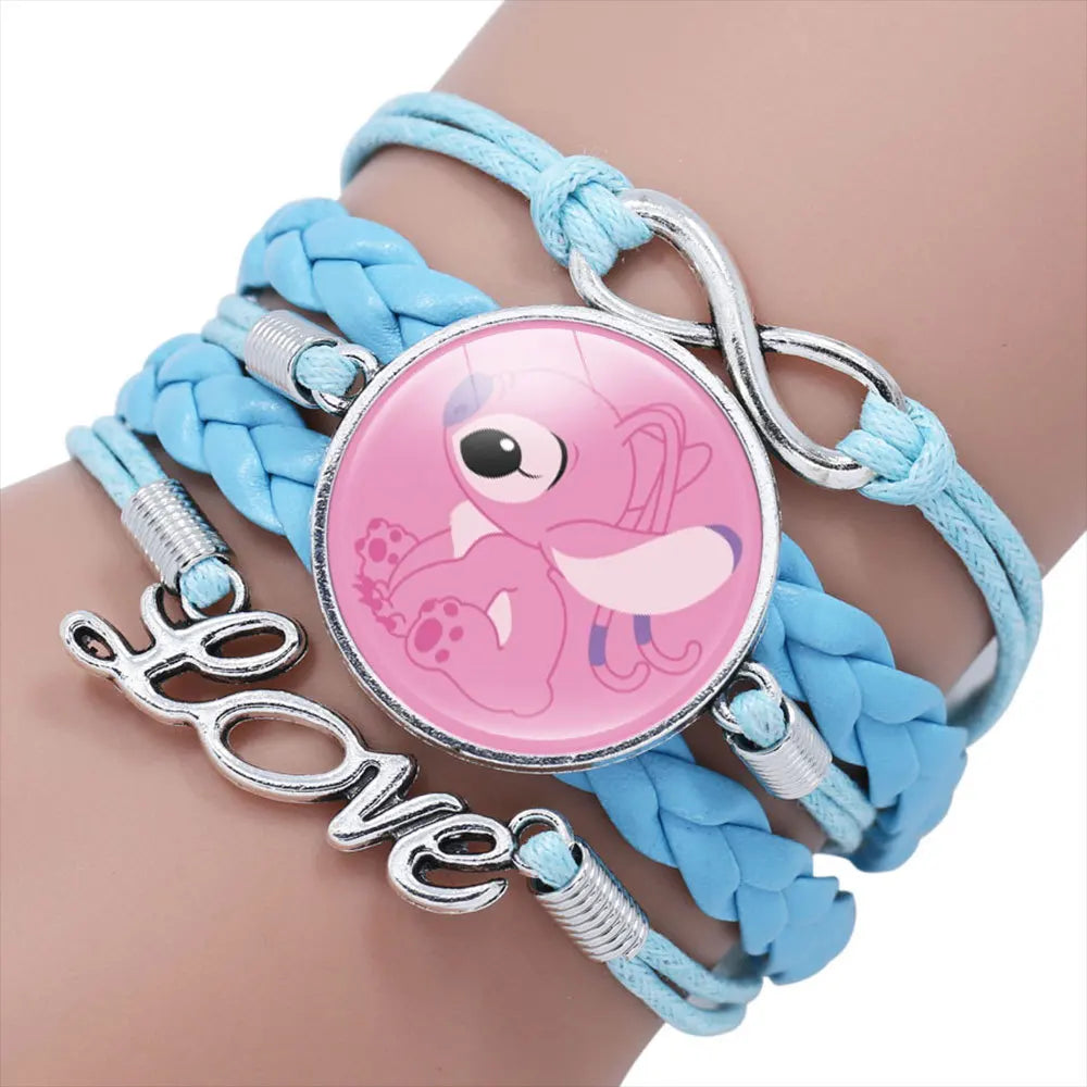 Disney Stitch Bracelet Cartoon Lilo & Stitch Anime Figures Print Cute Wristand Present Kids Toys Girls Christmas Party Gift Toy