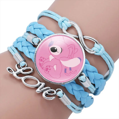 Disney Stitch Bracelet Cartoon Lilo & Stitch Anime Figures Print Cute Wristand Present Kids Toys Girls Christmas Party Gift Toy