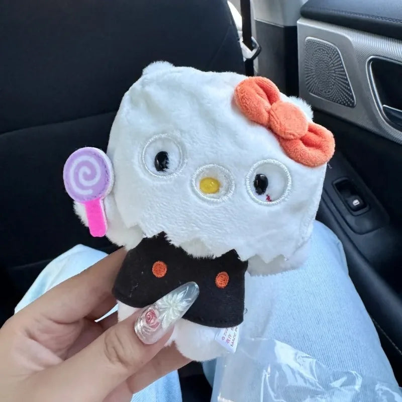 Kawaii Hello Kitty Plush Toy Keychain Halloween Ghost Anime Headband Removable Stuffed Bag Pendant Girl Accessories Doll Gift
