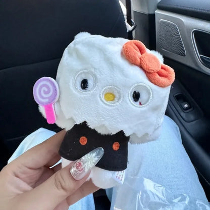 Kawaii Hello Kitty Plush Toy Keychain Halloween Ghost Anime Headband Removable Stuffed Bag Pendant Girl Accessories Doll Gift