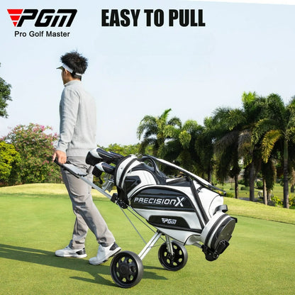 PGM Two-Wheel Golf Cart Golf Course Smooth and Silent Wheels Multifunctional Panel Foldable Push-Pull Golf Cart QC002