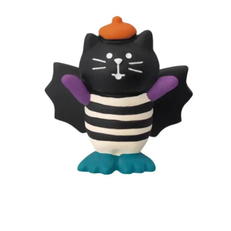 2024 Halloween Pumpkin Miniature Night Light Cat Scene Props Decoration Luminous Resin Small Ornament Trendy Play Creative Gift
