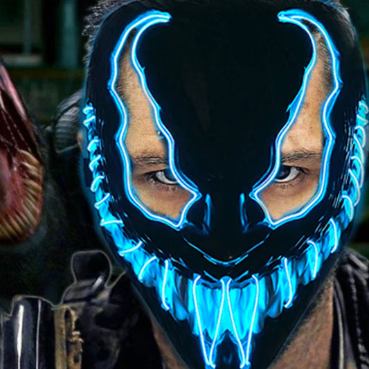 New Halloween Horror Party Mask Cosplay Movie Mask Neon LED Luminous Mask EL Cold Light Fluorescent Mask Masquerade Décor
