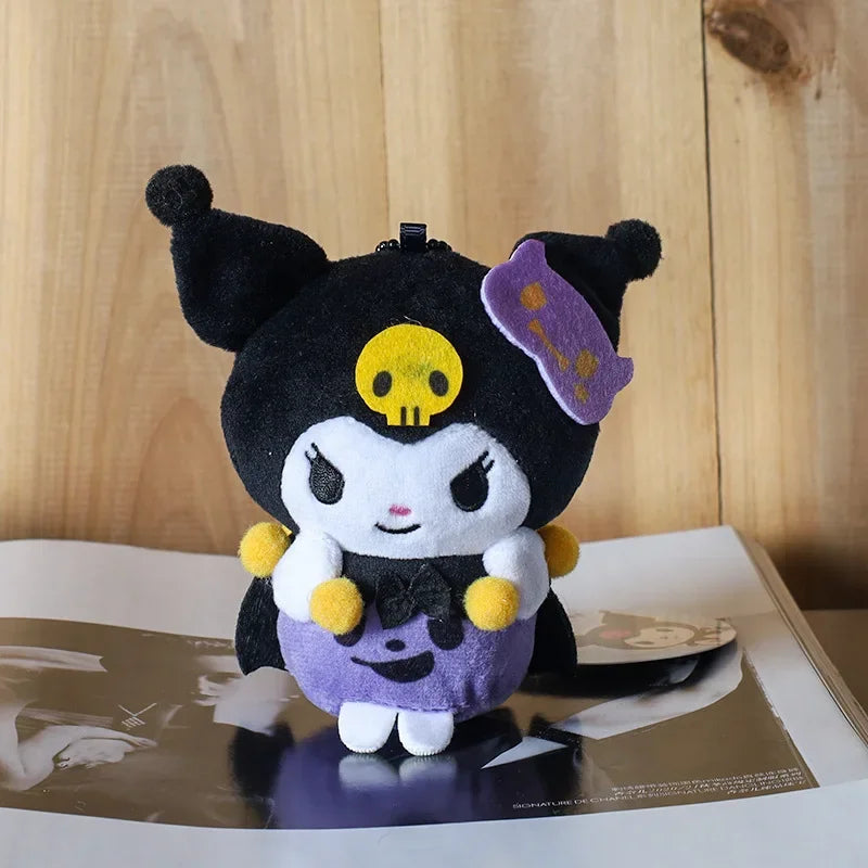 2023 New Sanrio Cinnamoroll Kuromi Halloween Cape Plush Pendant Doll Cute Doll School Bag Ornament Keychain Children's Gift