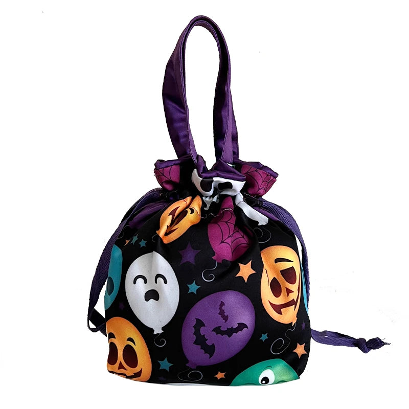 VIKAMA 12-Piece Halloween Gift Bags - Halloween Hand-Held Candy Bags - Satin Drawstring Bags Suitable for Festivals