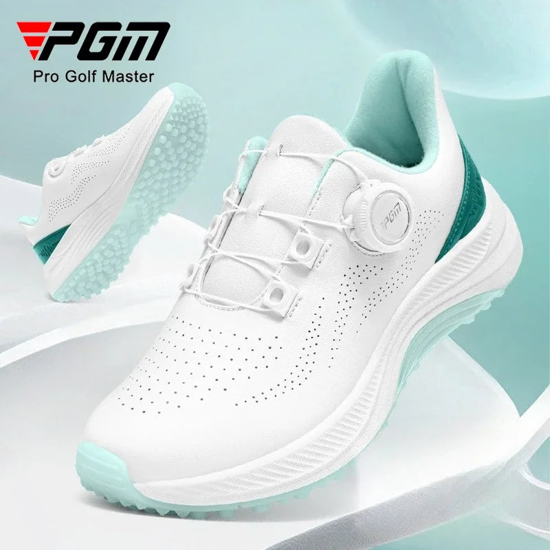 PGM Children Golf Shoes Breathable Anti Slip Wear-Resistant Knob Buckle for Boys Girls Outdoor Sports Sneakers XZ407