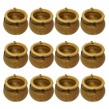 12Pcs Halloween Candy Buckets Black Plastic Witch Cauldron Kettle Halloween Pot Goody Holder for Party Favors