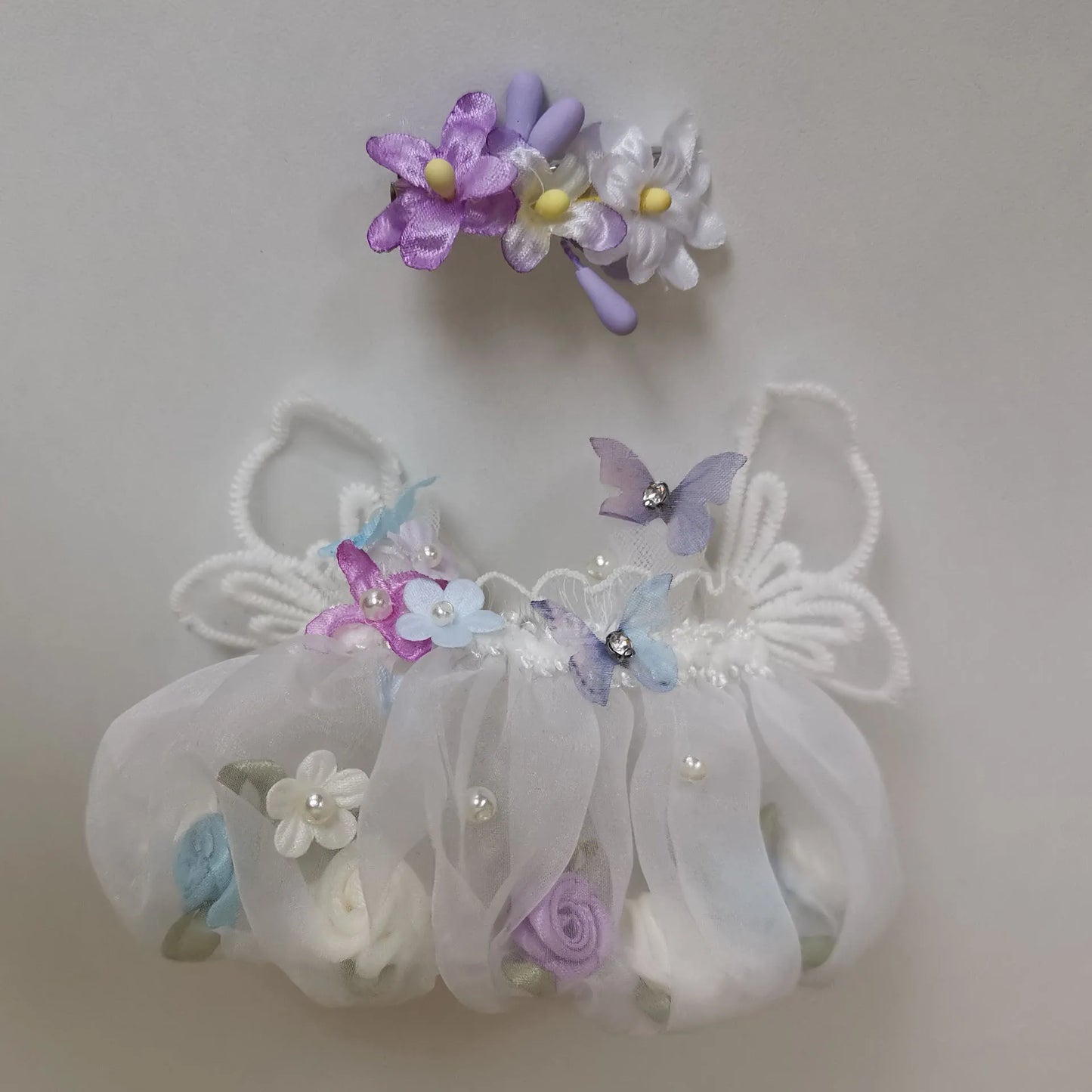 17cm Mini Doll'S Clothes Outfit Accessories for Labubu Idol Flower Fairy Skirt Handmade Hairpin National Headdress Clothing