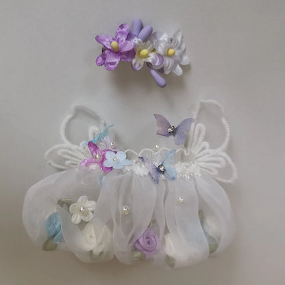 17cm Mini Doll'S Clothes Outfit Accessories for Labubu Idol Flower Fairy Skirt Handmade Hairpin National Headdress Clothing