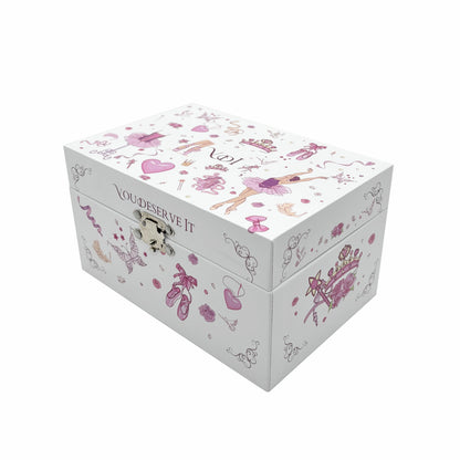 Hapinest Musical Ballerina Jewelry Box for Girl Necklace Spinning Ballerina Jewelry Storage and Music Box Kids for Birthday Gift