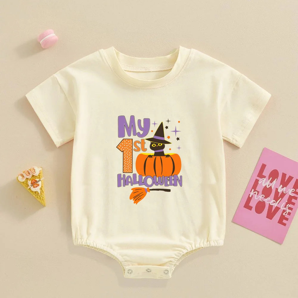 My First Halloween Print Baby Bubbles Romper Halloween Party Infant Outfit Bodysuit Newborn Large Jumpsuit Newborn Retro Clothes