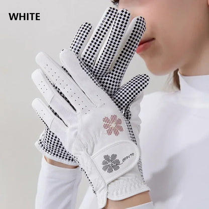 Golfist 1 Pair Ladies Left Right Hand Golf Gloves Women Anti-Slip Granules Golf Mittens Korean Style Breathable Elegant Gloves