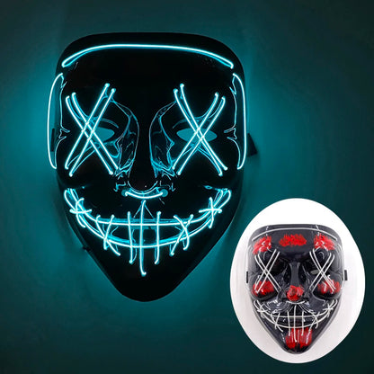 Shuffle Dance Mask Luminous Purge Mask Demon Slayer Glowing Masquerade Cosplay Mask for Halloween Horror Haunted House Props