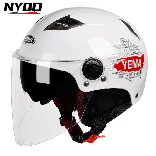YEMA Casco Go Kart Scooter Motor Van Motorcycle Dual Lens Vintage Helmets Four Seasons Racing Half Helmets Casque Helmet
