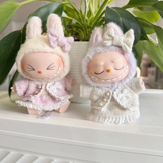 Mini Doll'S Clothes Outfit Accessories for Korea Kpop Exo 15cm Labubu Idol V2 Pink Black White Blue Skirt Set Clothing Gift